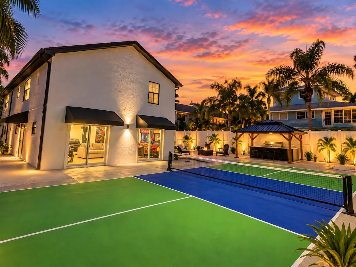 Pickleball at sunset